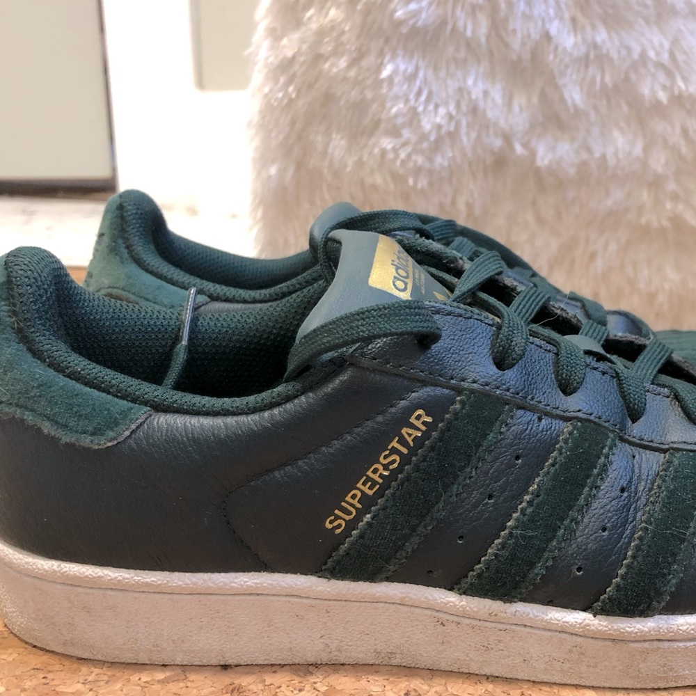 Adidas Superstar Sneakers in Evergreen and Gold